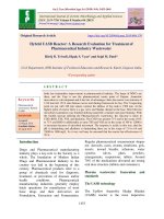 Hybrid UASB reactor: A research evaluation for treatment of pharmaceutical industry wastewater