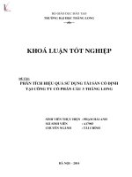 Khóa luận tốt nghiệp: Phân tích hiệu quả sử dụng tài sản cố định tại Công ty Cổ phần Cầu 3 Thăng Long