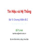 Bài giảng Tín hiệu và hệ thống: Bài 10 - Đỗ Tú Anh