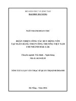 Tóm tắt Luận văn Thạc sĩ Quản trị kinh doanh: Hoàn thiện công tác huy động vốn tại Ngân hàng TMCP Công Thương Việt Nam – Chi nhánh Đắk Lắk