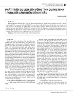 Phát triển du lịch bền vững tỉnh Quảng Ninh trong bối cảnh biến đổi khí hậu