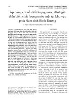 Áp dụng chỉ số chất lượng nước đánh giá diễn biến chất lượng nước mặt tại khu vực phía Nam tỉnh Bình Dương