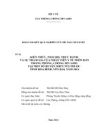 Báo cáo kết quả nghiên cứu đề tài cấp cơ sở: Kiến thức, thái độ, thực hành và sự tham gia của nhân viên y tế thôn bản trong phòng, chống HIV/AIDS tại một số huyện miền núi thuộc tỉnh Hòa