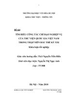 Tóm tắt Khóa luận tốt nghiệp khoa Thư viện - thông tin: Tìm hiểu công tác chỉ đạo nghiệp vụ của Thư viện Quốc Gia Việt Nam trong thập niên đầu của thế kỉ 21