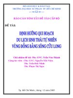 Báo cáo tóm tắt đề tài cấp bộ: Định hướng quy hoạch du lịch sinh thái tự nhiên vùng đồng bằng Sông Cửu Long