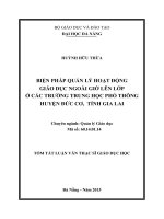 Tóm tắt Luận văn Thạc sĩ Quản lý giáo dục: Biện pháp quản lý hoạt động giáo dục ngoài giờ lên lớp ở các trường Trung học phổ thông huyện Đức Cơ, tỉnh Gia Lai