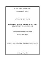 Tóm tắt Luận văn Thạc sĩ Quản trị kinh doanh: Phát triển thương hiệu bia Dung Quất của nhà máy bia Quảng Ngãi