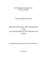 Tóm tắt Khóa luận tốt nghiệp khoa Văn hóa học: Biến đổi tín ngưỡng thờ Thành hoàng làng tại xã Đồng Minh, huyện Vĩnh Bảo, Hải Phòng