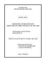 Tóm tắt luận án Tiến sĩ Văn học Việt Nam: Ảnh hưởng văn học dân gian trong truyện thiếu nhi Việt Nam 1975-2010