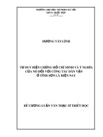 Đề cương luận văn Thạc sĩ Triết học: Tư duy biện chứng của Hồ Chí Minh và ý nghĩa của nó đối với công tác dân vận ở tỉnh Sơn La hiện nay