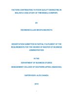 Master of Business Administration: Factors contributing to poor quality marketing in Malawi-a case study of TNM mobile company.