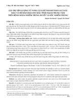 Giá trị tiên lượng tử vong của độ thanh thải lactate máu và độ bão hoà oxy máu tĩnh mạch trung tâm trên bệnh nhân nhiễm trùng huyết và sốc nhiễm trùng