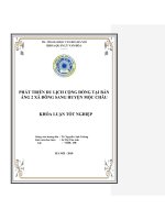 Tóm tắt Khóa luận tốt nghiệp khoa Văn hóa du lịch: Phát triển du lịch cộng đồng tại Bản Áng 2 xã Đông Sang huyện Mộc Châu