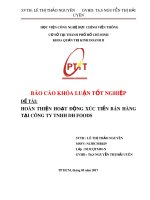 Báo cáo khóa luận tốt nghiệp: Hoàn thiện hoạt động xúc tiến bán hàng tại công ty TNHH DH Foods