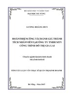 Tóm tắt Luận văn Thạc sĩ Quản trị kinh doanh: Hoàn thiện công tác đánh giá thành tích nhân viên tại công ty TNHH MTV công trình Đô thị Gia Lai