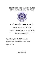 Tóm tắt Khóa luận tốt nghiệp khoa Xuất bản - Phát hành: Nghệ thuật quảng cáo trong kinh doanh xuất bản phẩm ở Việt nam hiện nay