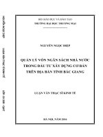 luận văn thạc sĩ quản lý vốn ngân sách nhà nước trong đầu tư xây dựng cơ bản trên địa bàn tỉnh bắc giang 