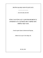 Tóm tắt Luận văn Thạc sĩ Quản trị kinh doanh: Nâng cao năng lực cạnh tranh dịch vụ Internet của Tập đoàn Bưu chính Viễn thông Việt Nam