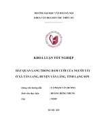 Tóm tắt Khóa luận tốt nghiệp khoa Văn hóa dân tộc thiểu số: Hát Quan lang trong đám cưới của người Tày ở xã Tân Lang, huyện Văn Lãng, tỉnh Lạng Sơn