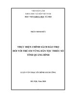 Luận văn Thạc sĩ Chính sách công: Chính sách bảo trợ trẻ em đối với dân tộc thiểu số Quảng Bình