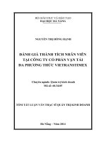 Tóm tắt Luận văn Thạc sĩ Quản trị kinh doanh: Đánh giá thành tích nhân viên tại công ty cổ phần vận tải đa phương thức vietranstimex