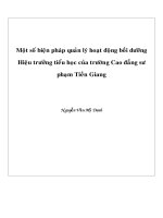 Luận văn: Một số biện pháp quản lý hoạt động bồi dưỡng hiệu trưởng tiểu học của Trường Cao đẳng Sư phạm Tiền Giang
