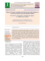 Influence of weather variability, plant density and fertilizer regimes on growth and yield of cotton under rainfed condition