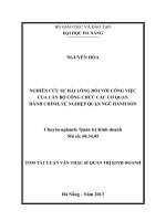 Tóm tắt Luận văn Thạc sĩ Quản trị kinh doanh: Nghiên cứu sự hài lòng đối với công việc của cán bộ - công chức các cơ quan hành chính, sự nghiệp Quận Ngũ Hành Sơn