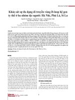 Khảo sát sự đa dạng di truyền vùng D-loop hệ gen ty thể ở ba nhóm tộc người: Hà Nhì, Phù Lá, Si La