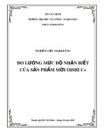 Bài tiểu luận Nghiên cứu Marketing: Đo lường mức độ nhận biết của sản phẩm mới Oishi C+