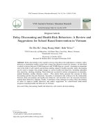 Chiết khấu trì hoãn và mối liên hệ với các hành vi nguy cơ đến sức khỏe: Tổng quan nghiên cứu và đề xuất ứng dụng trong trường học ở Việt Nam