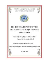 Tóm tắt Khóa luận tốt nghiệp khoa Văn hóa dân tộc thiểu số: Tìm hiểu múa tín ngưỡng Then của người Tày ở huyện Trấn Yên, tỉnh Yên Bái