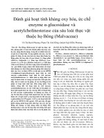 Hoạt tính kháng oxy hóa, ức chế enzyme α-glucosidase và acetylcholinesterase của sáu loài thực vật thuộc họ Bông (Malvaceae)