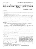 Khảo sát mối tương quan giữa đặc điểm lâm sàng với nồng độ cytokin trong sốt xuất huyết Dengue ở trẻ em