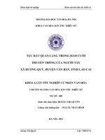 Tóm tắt Khóa luận tốt nghiệp khoa Văn hóa dân tộc thiểu số: Tục hát Quan lang trong đám cưới truyền thống của người Tày xã Dương Quỳ, huyện Văn Bàn, tỉnh Lào Cai