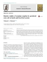 Kinetics studies of uranium sorption by powdered corn cob in batch and fixed bed system