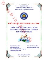 Khóa luận tốt nghiệp: Phân tích hiệu quả hoạt động xuất khẩu tại công ty cổ phần Phước Hiệp Thành