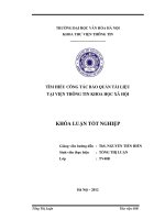 Tóm tắt Khóa luận tốt nghiệp khoa Thư viện - Thông tin: Tìm hiểu công tác bảo quản tài liệu tại Viện Thông tin Khoa học xã hội