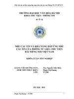 Tóm tắt Khóa luận tốt nghiệp khoa Thư viện - Thông tin: Nhu cầu tin và khả năng đáp ứng nhu cầu tin của Phòng Tư liệu – Thư viện Đài Tiếng nói Việt Nam