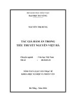 Tóm tắt Luận văn Thạc sĩ Khoa học xã hội và nhân văn: Tác giả hàm ẩn trong tiểu thuyết Nguyễn Việt Hà