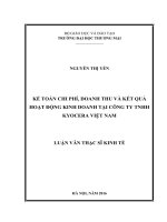 luận văn thạc sĩ kế toán chi phí, doanh thu và kết quả hoạt động kinh doanh tại công ty TNHH kyocera việt nam 
