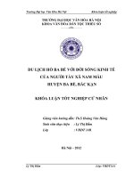 Tóm tắt Khóa luận tốt nghiệp khoa Văn hóa dân tộc thiểu số: Du lịch Hồ Ba Bể với đời sống kinh tế của người Tày xã Nam Mẫu huyện Ba Bể, Bắc Kạn