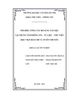 Tóm tắt Khóa luận tốt nghiệp khoa Thư viện - Thông tin: Tìm hiểu công tác bổ sung tài liệu tại Trung tâm Thông tin – Tư liệu – Thư viện Học viện Báo chí và Tuyên truyền