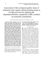 Assessment of the ecological quality status of sediment at the organic shrimp farming ponds in Ca Mau province by applying the abundance/biomass comparison (ABC) method on nematode