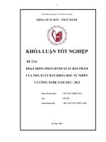Tóm tắt Khóa luận tốt nghiệp khoa Xuất bản - Phát hành: Hoạt động phát hành xuất bản phẩm của Nhà xuất bản Khoa học tự nhiên và Công nghệ