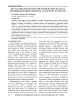 Key factors influencing the participation of local households in redd  program: A case study in Vietnam