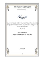 Tóm tắt Khóa luận tốt nghiệp khoa Văn hóa dân tộc thiểu số: Gia đình văn hóa của người Dao ở xã Hòa Bình, Hoành Bồ, Quảng Ninh và ảnh hưởng của nó đến xây dựng gia đình văn hóa mới hiện nay