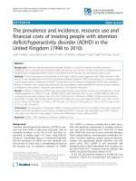 The prevalence and incidence, resource use and financial costs of treating people with attention deficit/hyperactivity disorder (ADHD) in the United Kingdom (1998 to 2010)