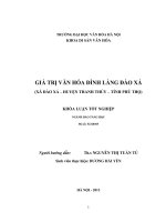 Tóm tắt Khóa luận tốt nghiệp khoa Bảo tàng học: Giá trị văn hóa đình làng Đào Xá, xã Đào Xá – huyện Thanh Thủy – tỉnh Phú Thọ
