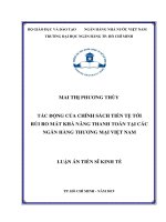 Tác động của chính sách tiền tệ tới rủi ro mất khả năng thanh toán tại các ngân hàng thương mại việt nam 
